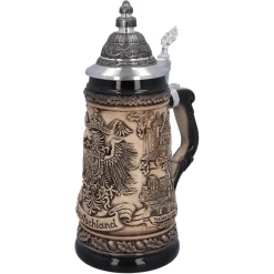 Käthe Wohlfahrt Bierkrug Mit Zinndeckel "Deutschland", Natur, 0,5L New