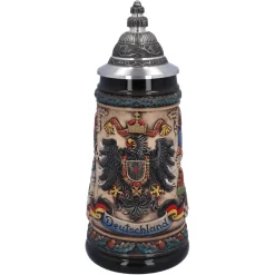 Käthe Wohlfahrt Bierkrug Mit Zinndeckel "Deutschland", Bunt-Natur, 0,5L Clearance