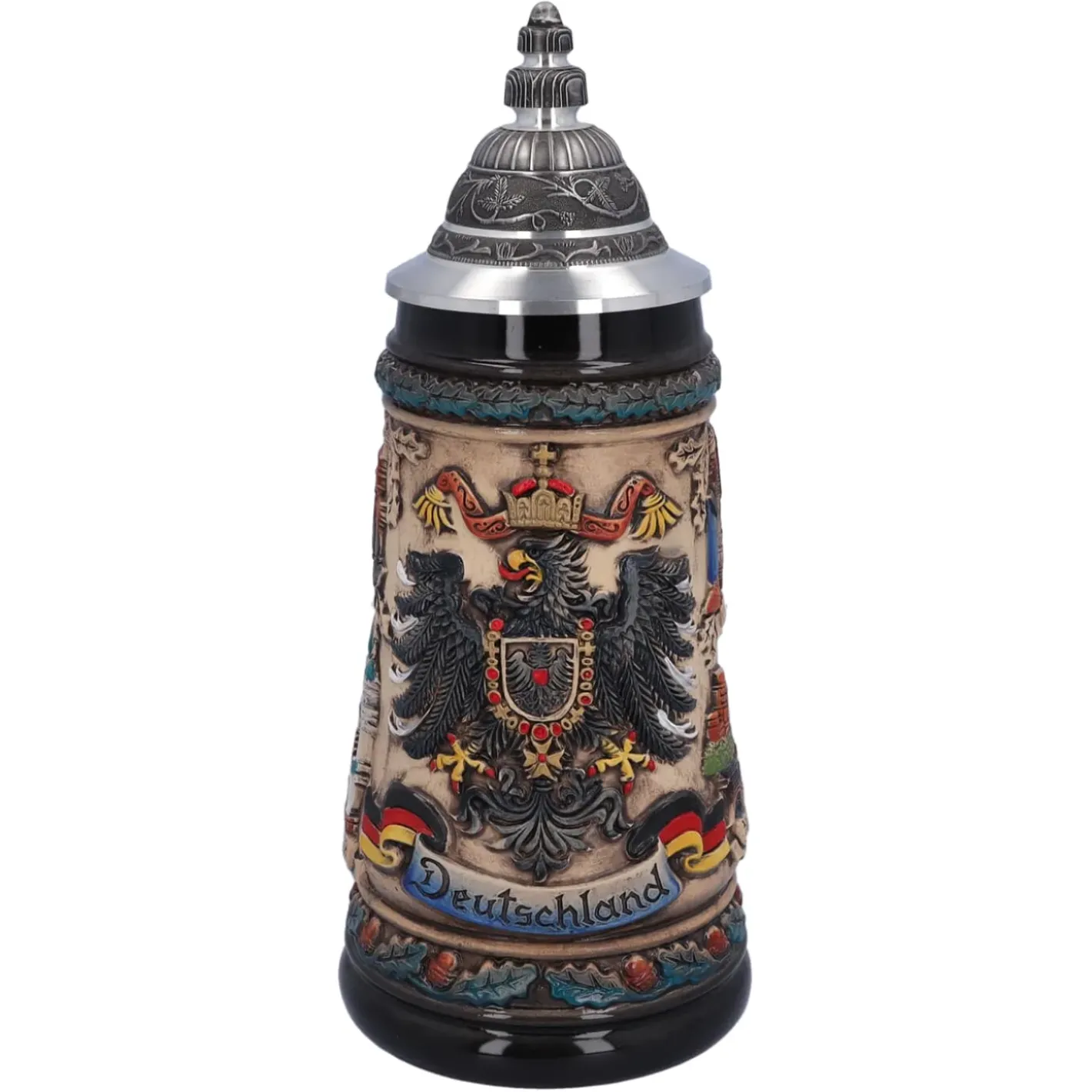 Käthe Wohlfahrt Bierkrug Mit Zinndeckel "Deutschland", Bunt-Natur, 0,5L Clearance