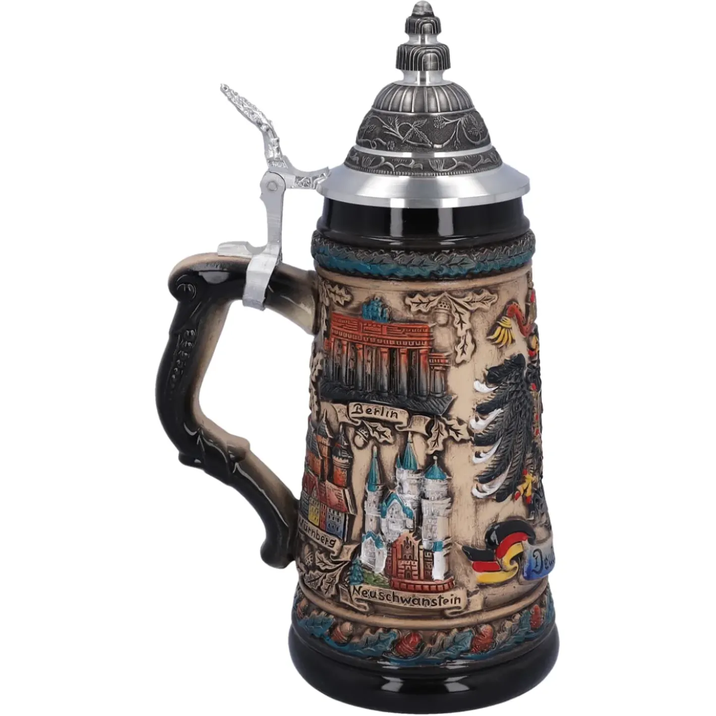 Käthe Wohlfahrt Bierkrug Mit Zinndeckel "Deutschland", Bunt-Natur, 0,5L Clearance