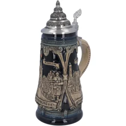 Käthe Wohlfahrt Bierkrug Mit Zinndeckel "Rothenburg Mit Ritter", 0,5L Best