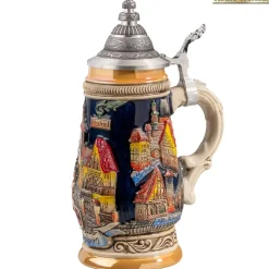 Käthe Wohlfahrt Bierkrug Mit Zinndeckel "Rothenburg", Schwarz, 0,25L Sale