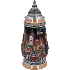 Käthe Wohlfahrt Bierkrug Mit Zinndeckel "Rothenburg", Schwarz, 0,25L Sale