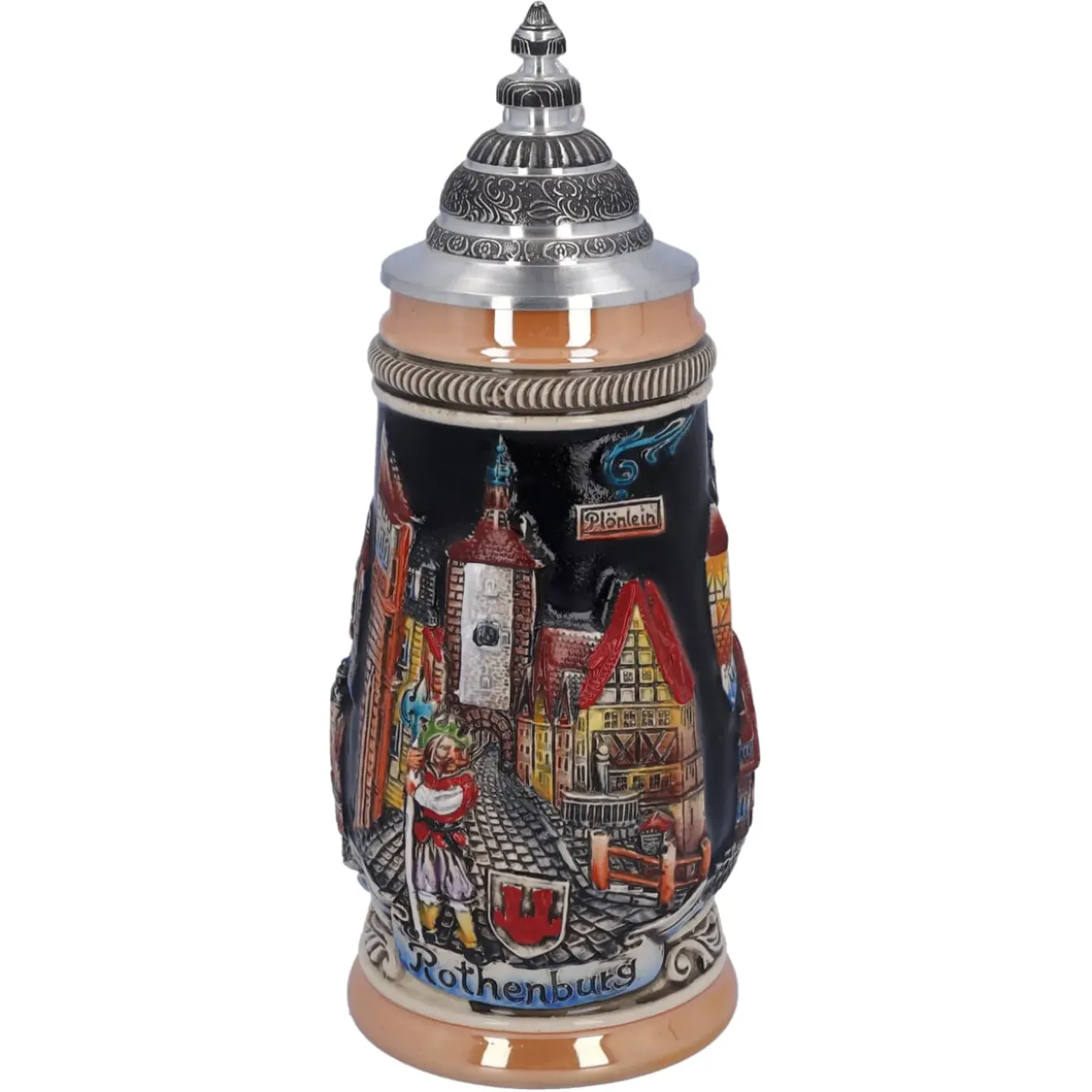 Käthe Wohlfahrt Bierkrug Mit Zinndeckel "Rothenburg", Schwarz, 0,25L Sale
