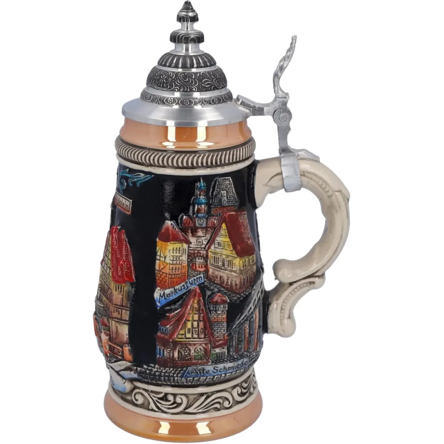 Käthe Wohlfahrt Bierkrug Mit Zinndeckel "Rothenburg", Schwarz, 0,25L Sale