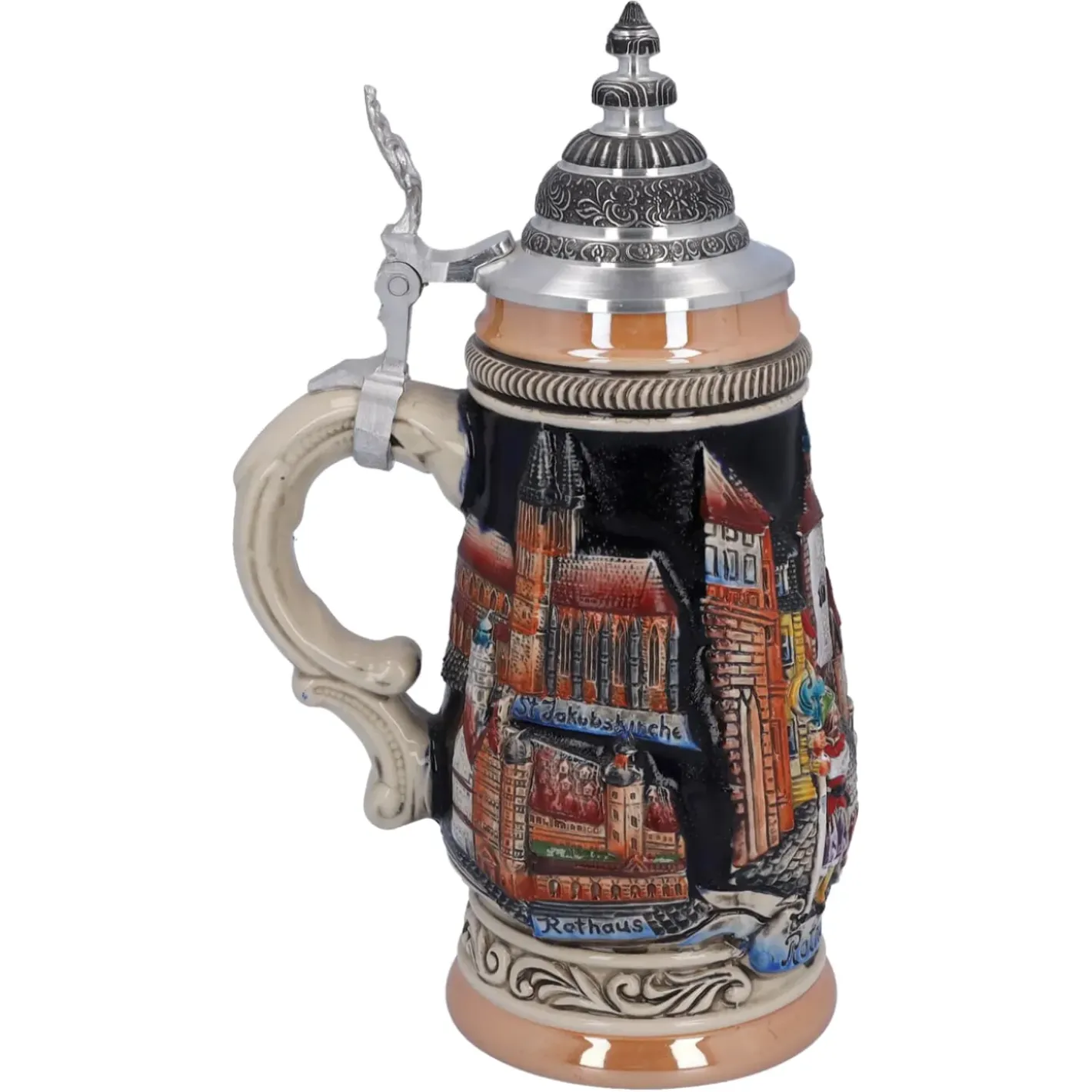 Käthe Wohlfahrt Bierkrug Mit Zinndeckel "Rothenburg", Schwarz, 0,25L Sale
