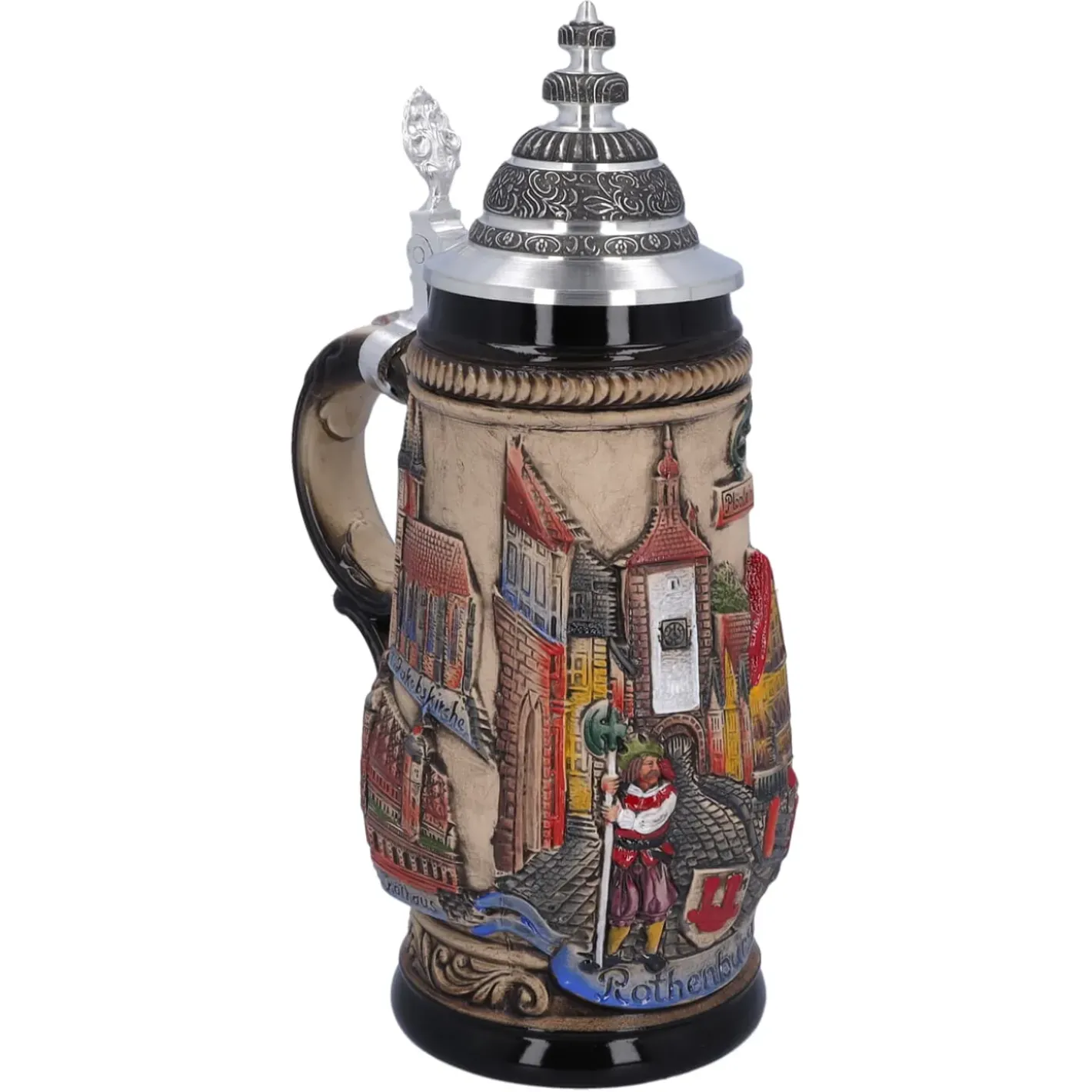 Käthe Wohlfahrt Bierkrug Mit Zinndeckel "Rothenburg", Natur, 0,5L Sale