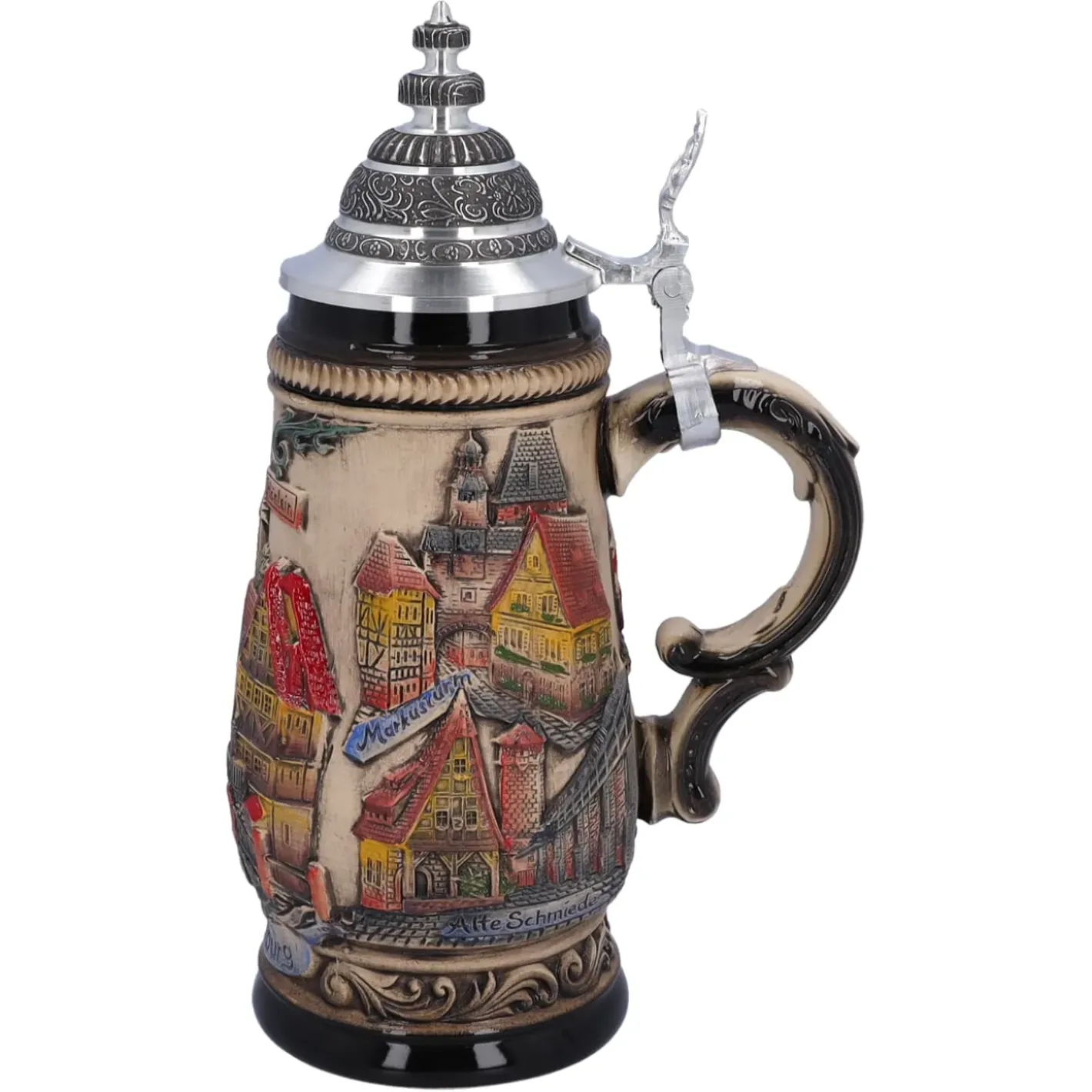 Käthe Wohlfahrt Bierkrug Mit Zinndeckel "Rothenburg", Natur, 0,5L Sale
