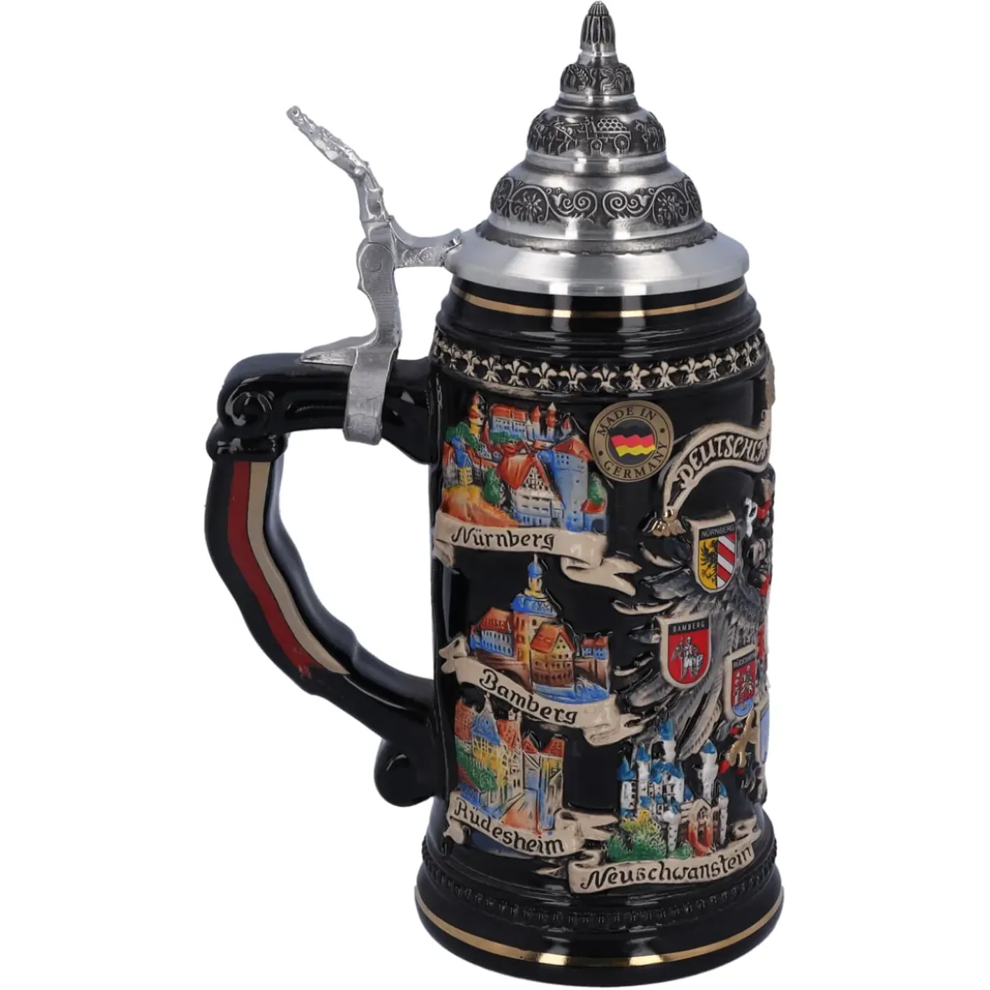 Käthe Wohlfahrt Bierkrug Mit Zinndeckel "Stadtwappen", Gold, 0,4L New