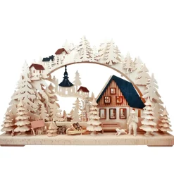 RATAGS Holzdesign 3-D Schwibbögen "Holzfallerhaus", 115V Mit Usb A-Anschluss Clearance