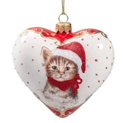 Käthe Wohlfahrt Glasherz Weis Katzenweihnacht