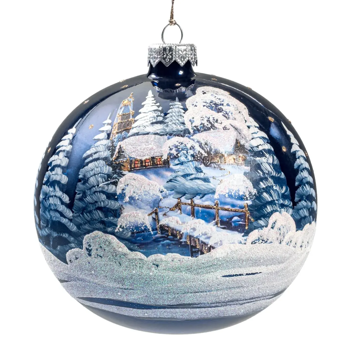 Käthe Wohlfahrt Glaskugel Blau Kirche Im Winter, 12 Cm Outlet