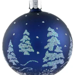Käthe Wohlfahrt Glaskugel Blau Mit Glitzer Baumen, 7 Cm Best