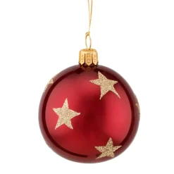Käthe Wohlfahrt Glaskugel Bordeaux Mit Goldsternen, 6 Cm Hot
