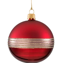 Käthe Wohlfahrt Glaskugel Bordeauxrot Mit Glitterband, 8Cm