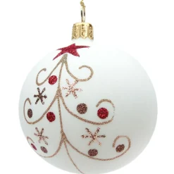 Käthe Wohlfahrt Glaskugel Cremefarben Matt Mit Glitzerbaum, 7 Cm Outlet