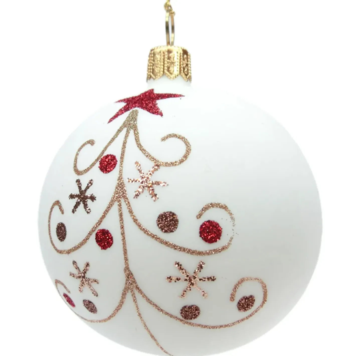 Käthe Wohlfahrt Glaskugel Cremefarben Matt Mit Glitzerbaum, 7 Cm Outlet