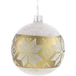 Käthe Wohlfahrt Glaskugel Grun-Gold Mit Weisem Muster, 7 Cm Sale