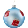 Käthe Wohlfahrt Glaskugel Hellblau Matt Mit Geschenkmotiv, 7 Cm Online