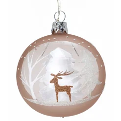 Käthe Wohlfahrt Glaskugel Hellbraun Mit Winterwald, 7Cm New