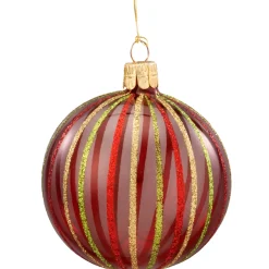 Käthe Wohlfahrt Glaskugel Klar Mit Bunten Streifen, 7 Cm