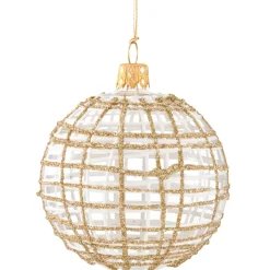 Käthe Wohlfahrt Glaskugel Klar Mit Glitter Gold/Weis, 8 Cm Hot