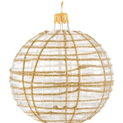 Käthe Wohlfahrt Glaskugel Klar Mit Glitzer Gold/Weis, 10 Cm Hot