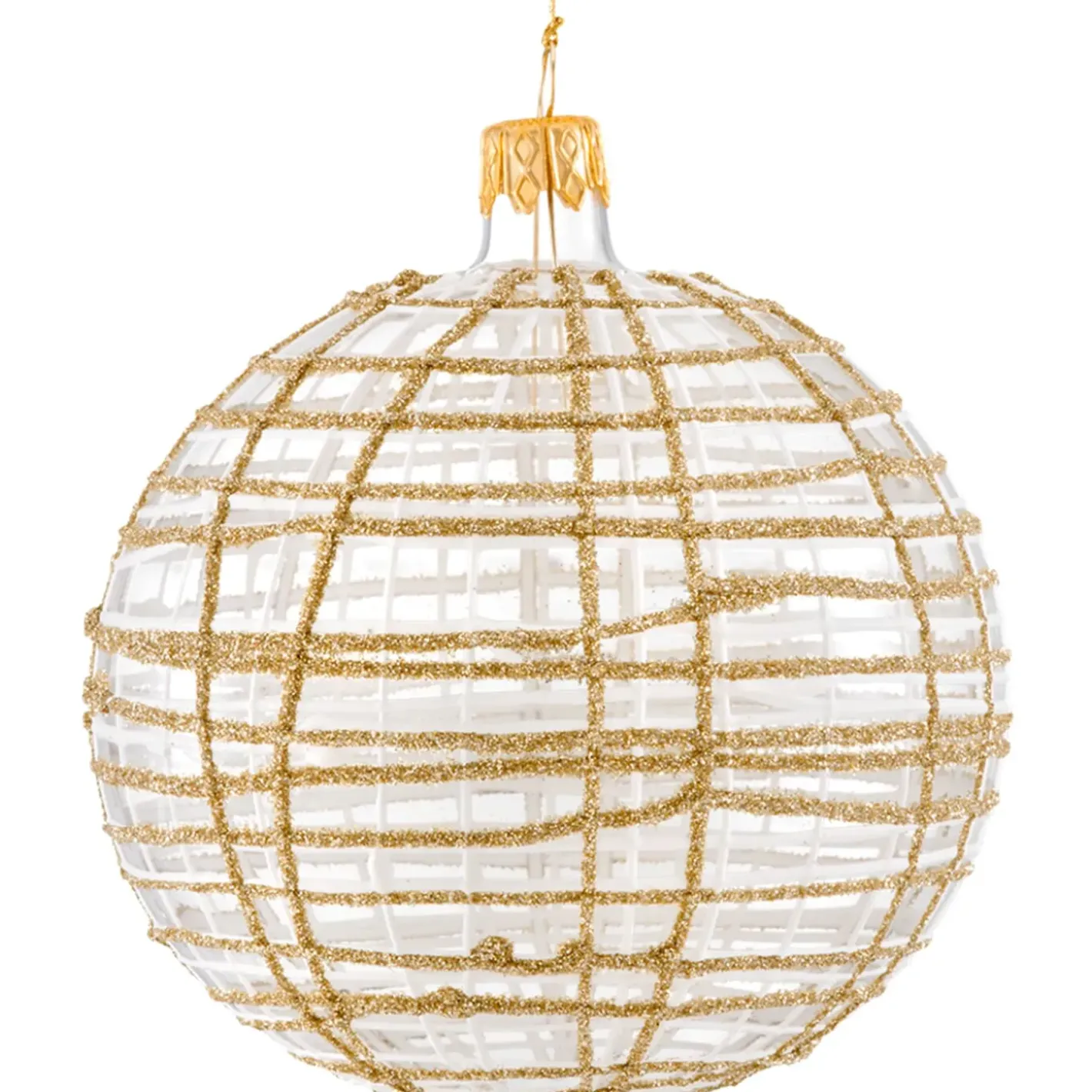 Käthe Wohlfahrt Glaskugel Klar Mit Glitzer Gold/Weis, 10 Cm Hot
