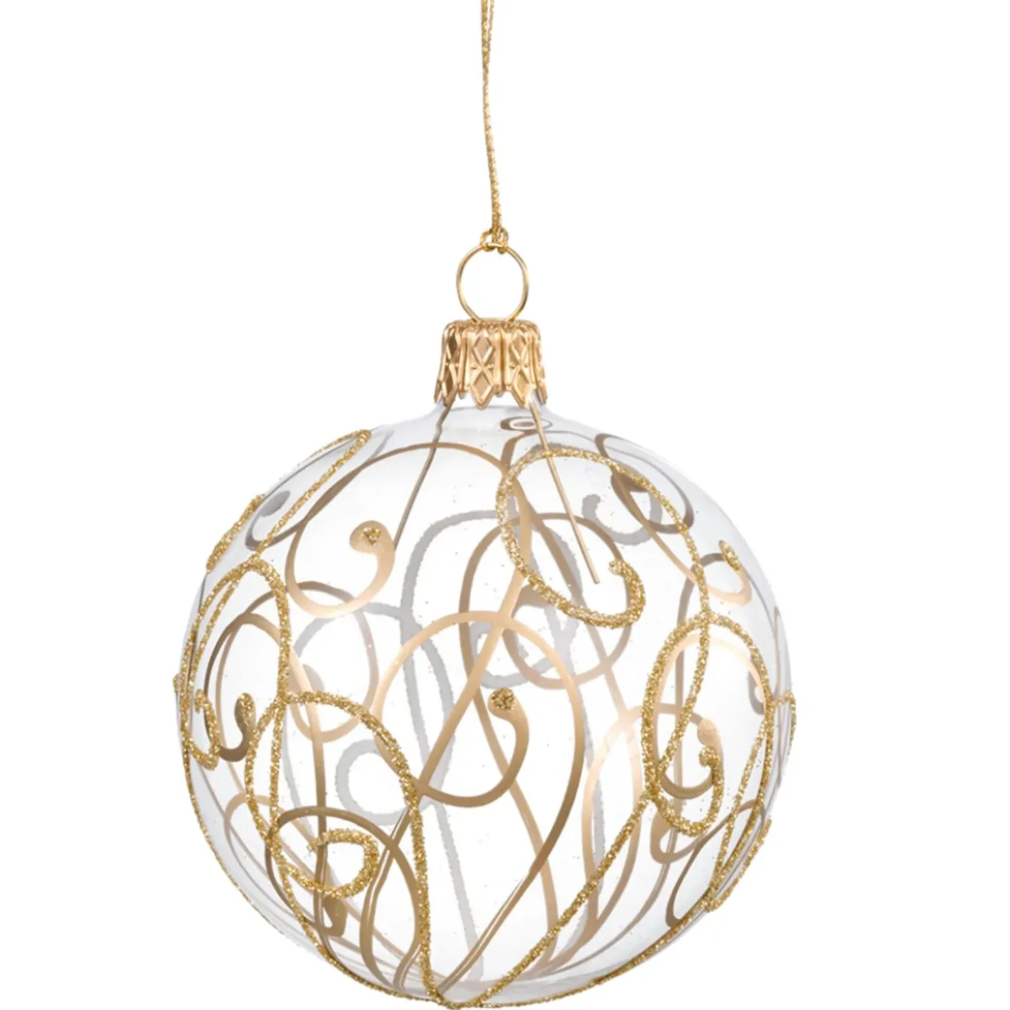 Käthe Wohlfahrt Glaskugel Klar Mit Goldschnorkeln, 7 Cm Sale
