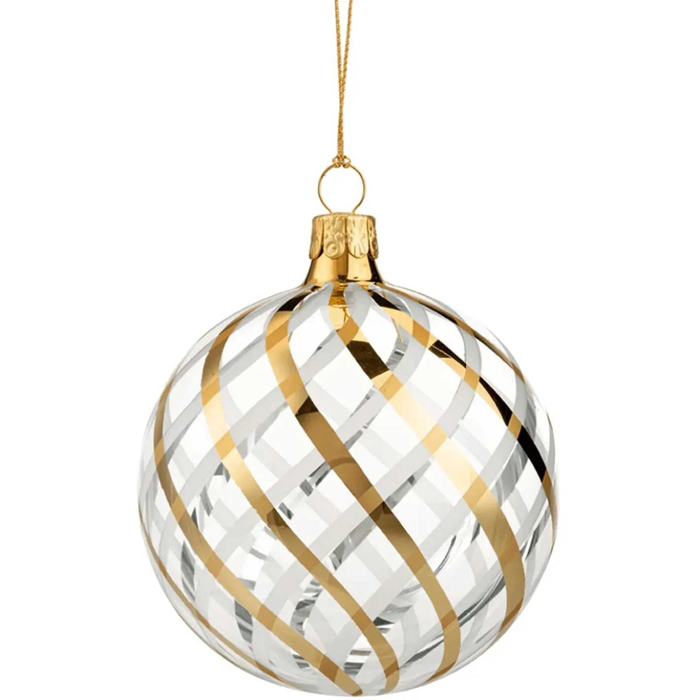 Käthe Wohlfahrt Glaskugel Klar Mit Gold-Weisem Netzdekor, 8 Cm Discount