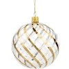Käthe Wohlfahrt Glaskugel Klar Mit Gold-Weisem Netzdekor, 10 Cm New