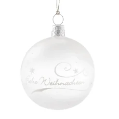 Käthe Wohlfahrt Glaskugel Klar/Weis „Frohe Weihnachten", 6 Cm