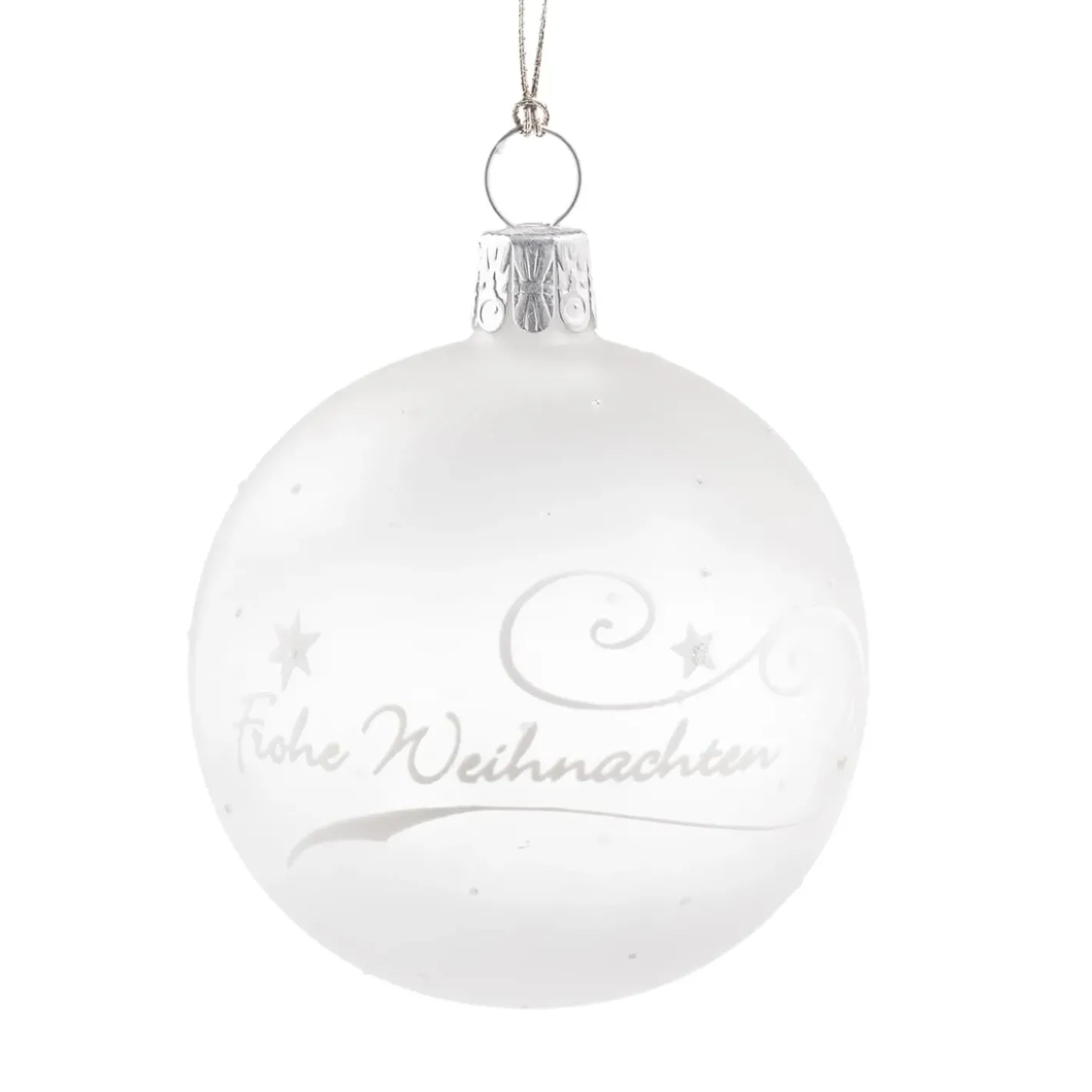 Käthe Wohlfahrt Glaskugel Klar/Weis „Frohe Weihnachten", 6 Cm