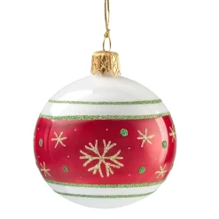 Käthe Wohlfahrt Glaskugel Opal Weis Mit Rotem Flockenband, 6 Cm Discount