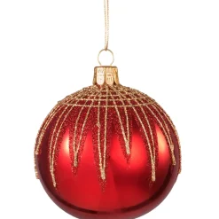 Käthe Wohlfahrt Glaskugel Rot Mit Glitterdach, 8 Cm Sale