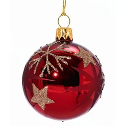 Käthe Wohlfahrt Glaskugel Rot Mit Goldenen Sternen Und Flocken, 6Cm Hot