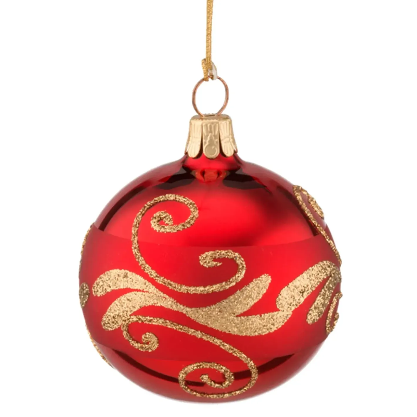 Käthe Wohlfahrt Glaskugel Rot Mit Goldener Verzierung, 6 Cm Sale