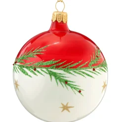 Käthe Wohlfahrt Glaskugel Rot-Weis Mit Zweig Und Sternchen, 8 Cm Sale