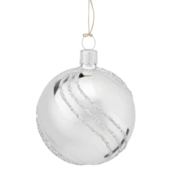 Käthe Wohlfahrt Glaskugel Silber Mit Glitterdekor, 6 Cm Clearance