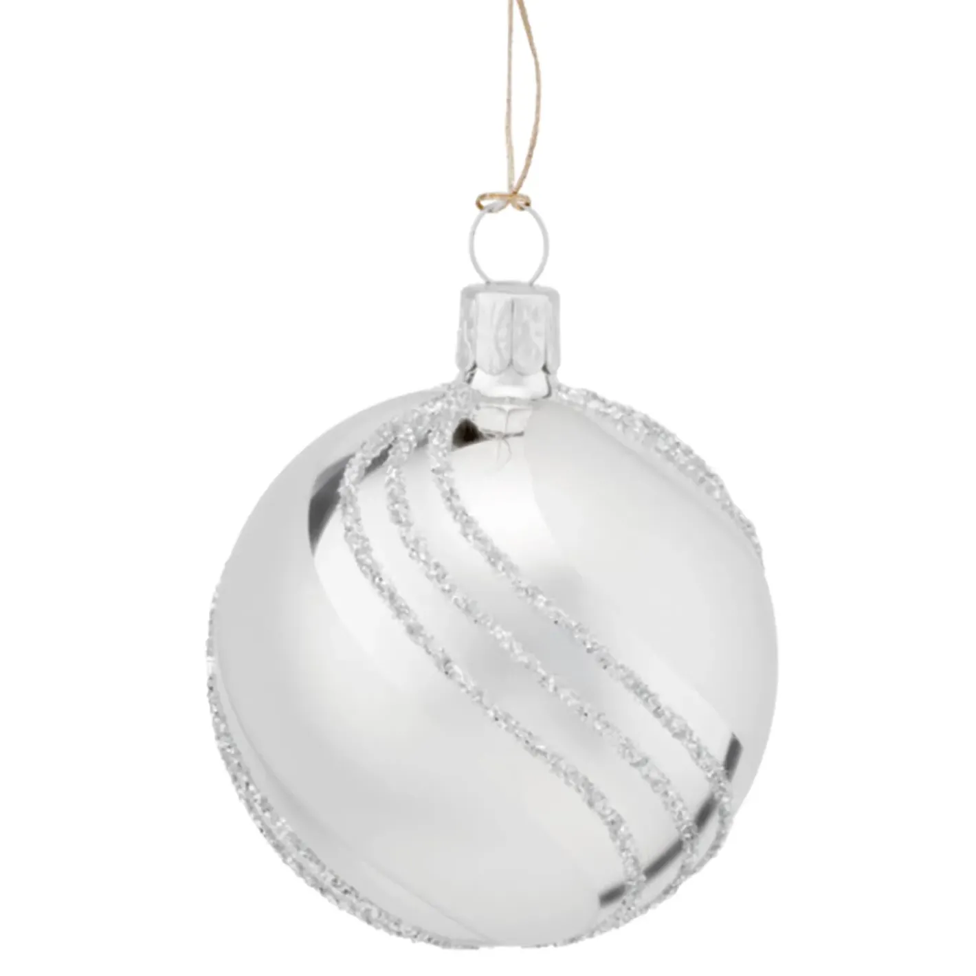 Käthe Wohlfahrt Glaskugel Silber Mit Glitterdekor, 6 Cm Clearance