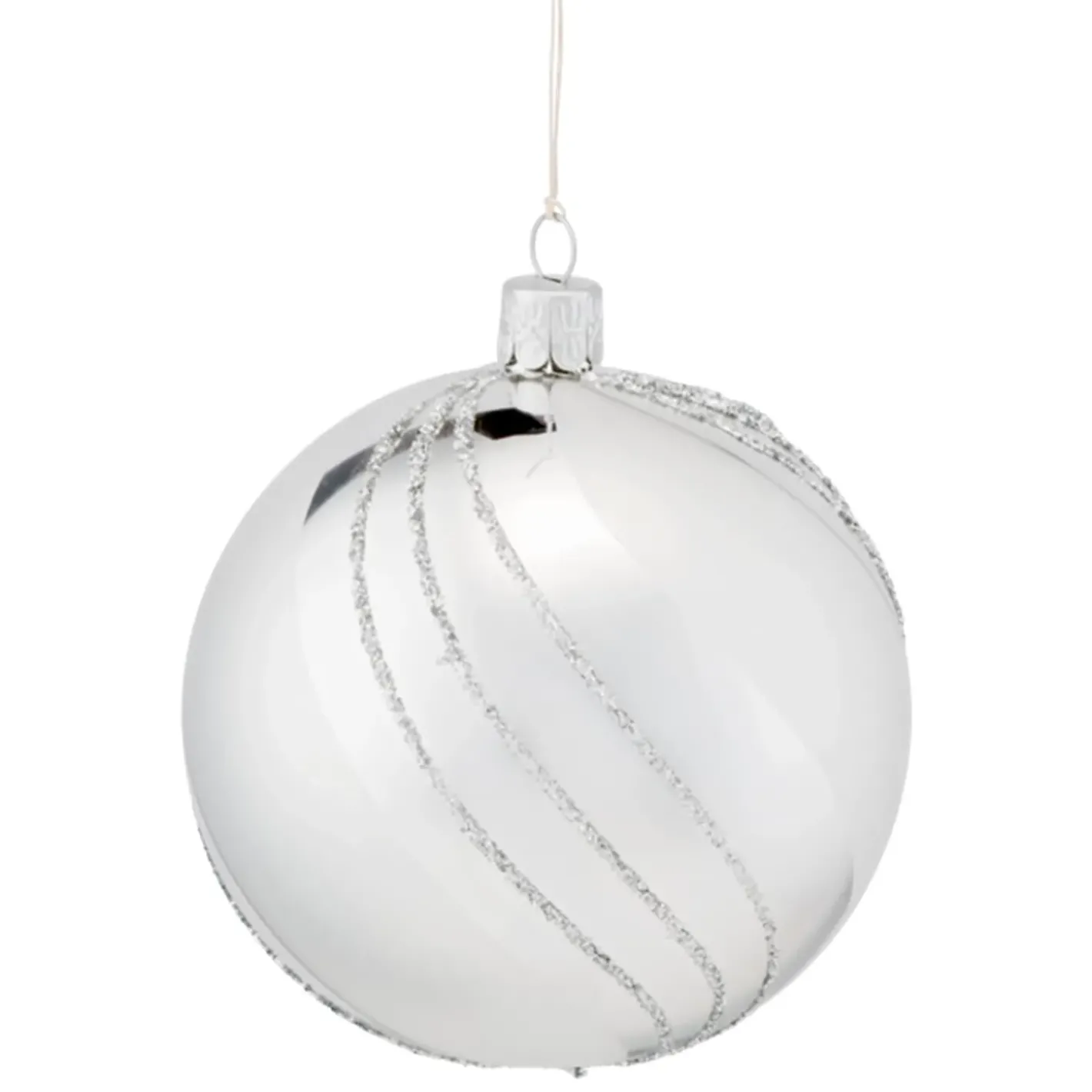 Käthe Wohlfahrt Glaskugel Silber Mit Glitzerdekor, 10 Cm Clearance