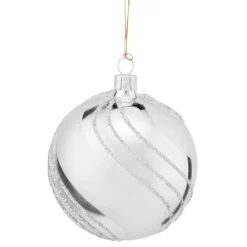 Käthe Wohlfahrt Glaskugel Silber Mit Glitzerdekor, 8 Cm Discount
