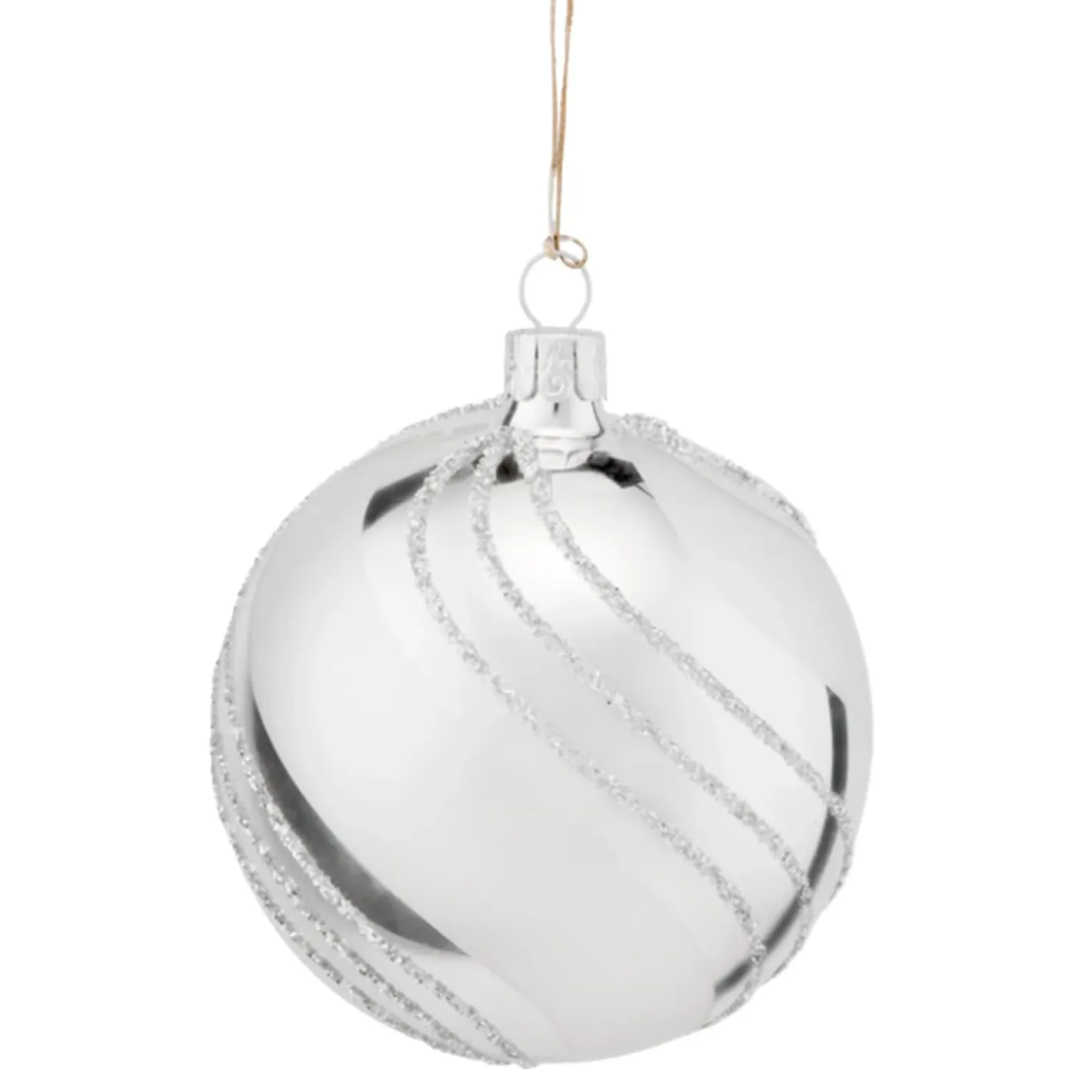Käthe Wohlfahrt Glaskugel Silber Mit Glitzerdekor, 8 Cm Discount