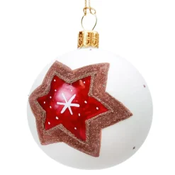 Käthe Wohlfahrt Glaskugel Weis Matt Mit Lebkuchenstern, 10 Cm Sale