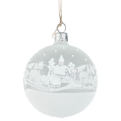 Käthe Wohlfahrt Glaskugel Weis Matt "Weihnachtsdorf", 7 Cm New