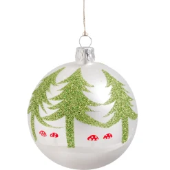 Käthe Wohlfahrt Glaskugel Weis Mit Baumen Und Pilz, 8 Cm Best