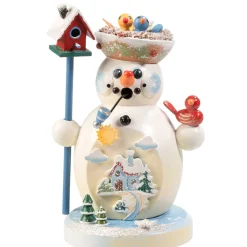 Käthes Original Holzknoddl Schneemann "Vogelgezwitscher", Rauchermannchen Outlet