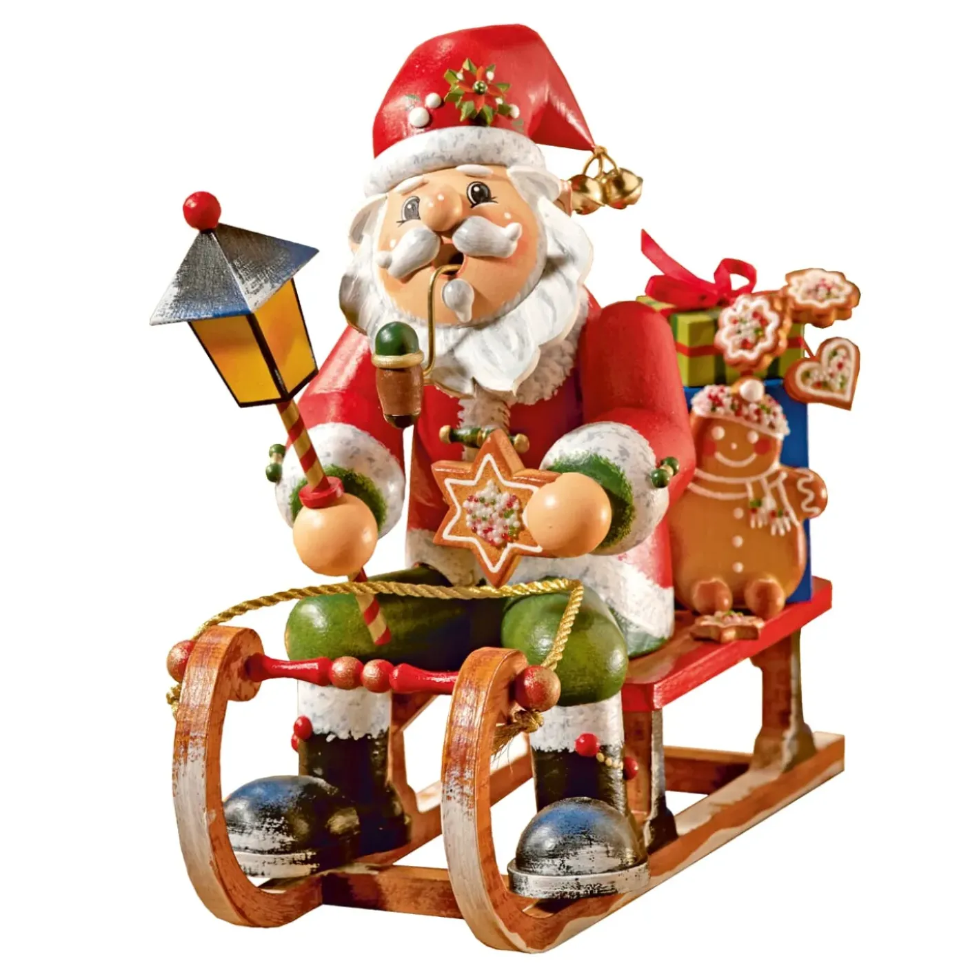 Käthes Original Holzknoddl "Weihnachtsmann Auf Schlitten", Rauchermann Clearance