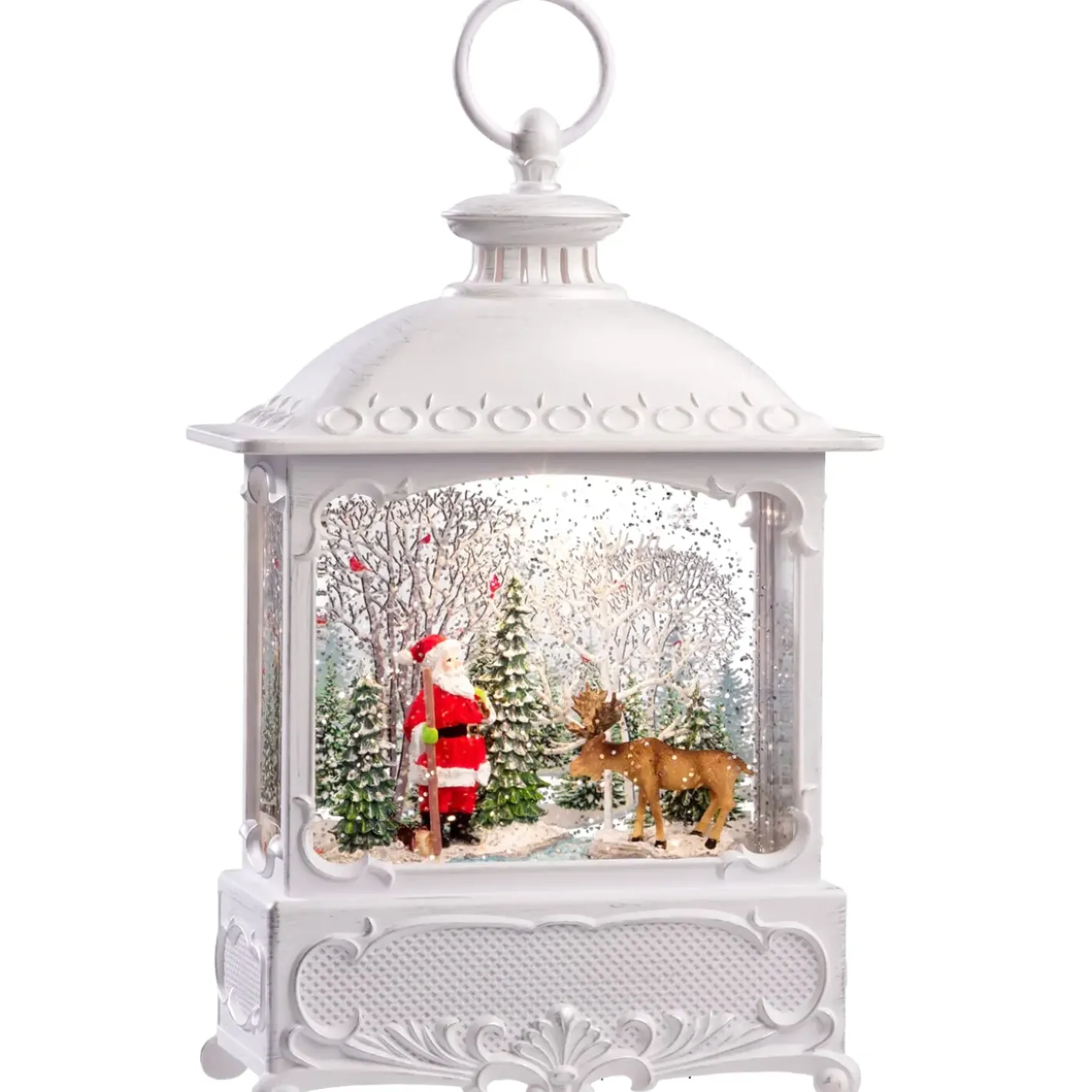 KONSTSMIDE Led Schneelaterne "Weihnachtsmann Mit Elch", 30 Cm New