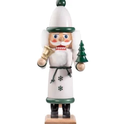 HODREWA Nussknacker "Weihnachtsmann", Grun/Weis Lasiert, 37 Cm New